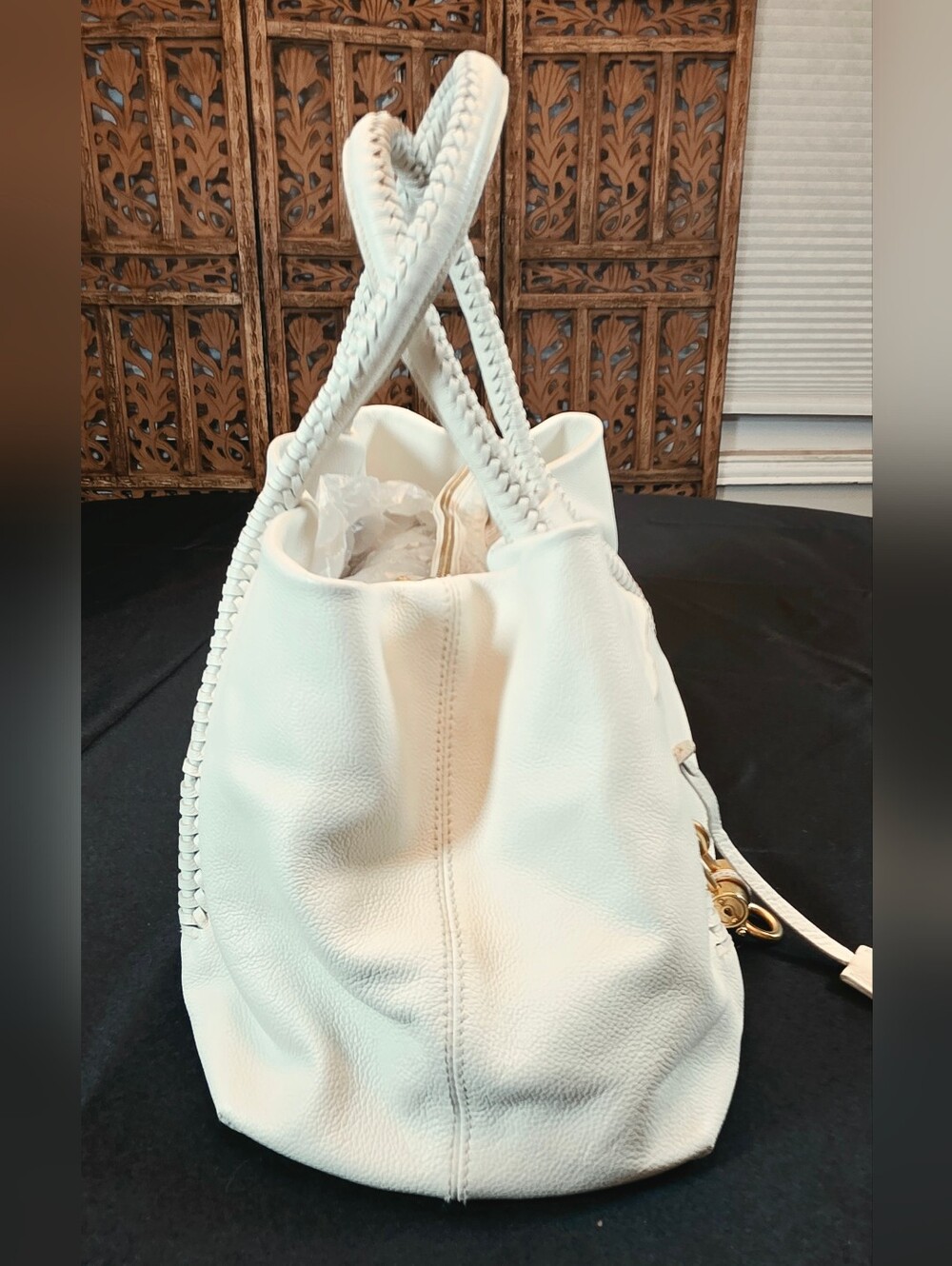 Salvatore Ferragamo White Soft Leather Shoulder Bag. Beautiful braided straps. - Picture 12 of 16